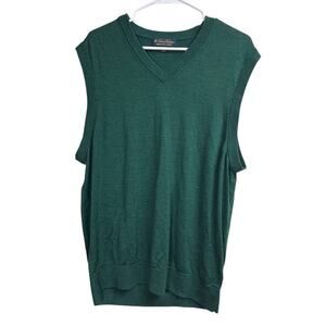 Brooks Brothers Men's Sweater Vest Merino Wool Brookstech V-Neck XL Pine Green
